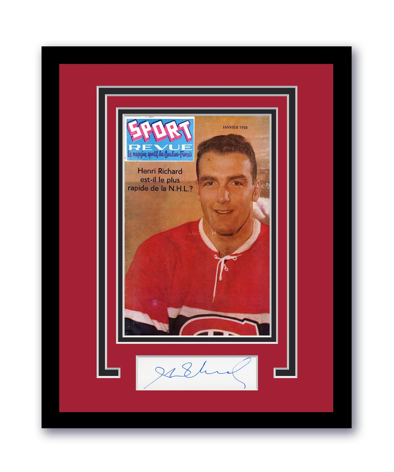 Henri Richard Autograph Signed 11x14 Framed Photo Montreal Canadiens Hockey ACOA