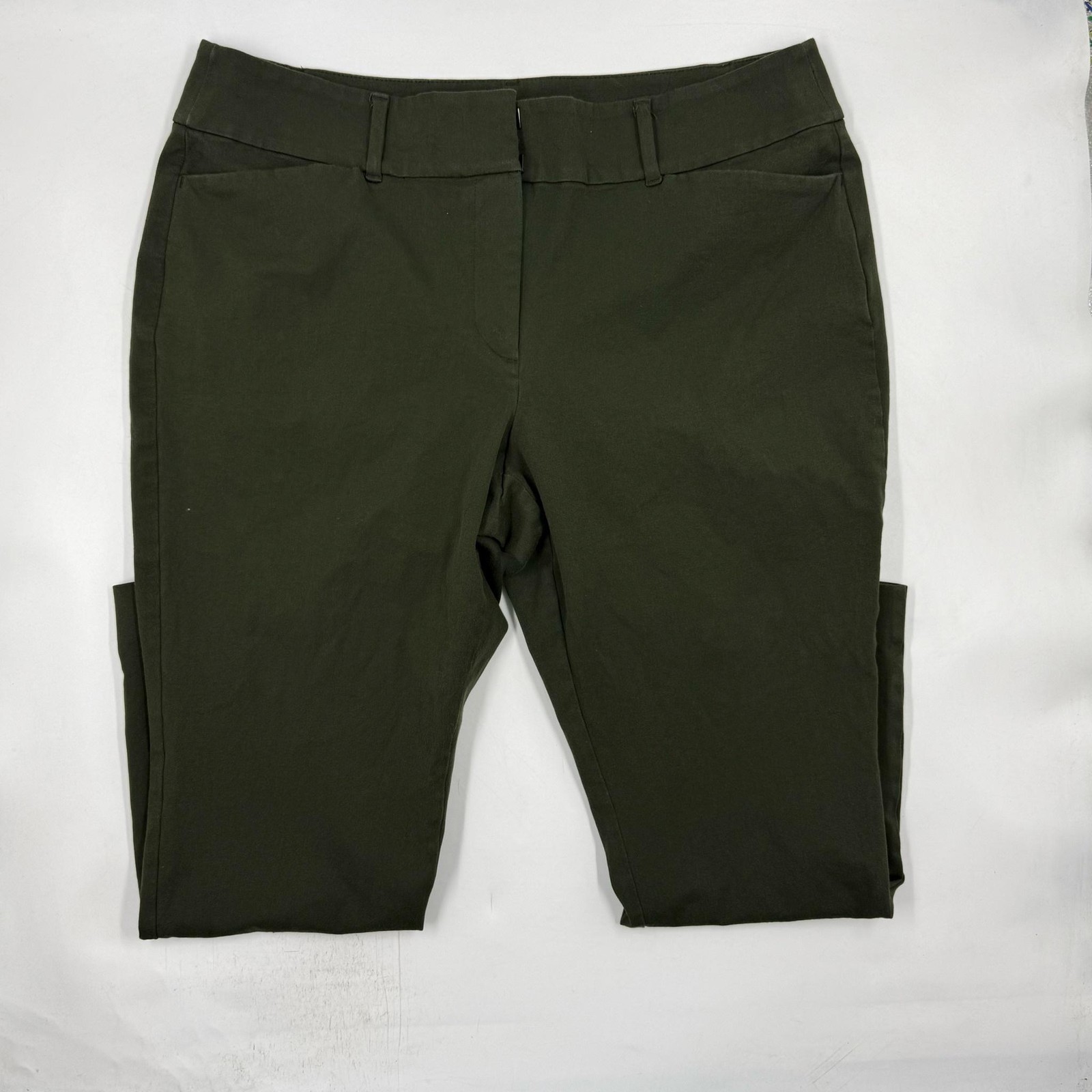 LOFT Pants Womens 12P Green Curvy Skinny Ankle Petite Zip Pockets Workwear