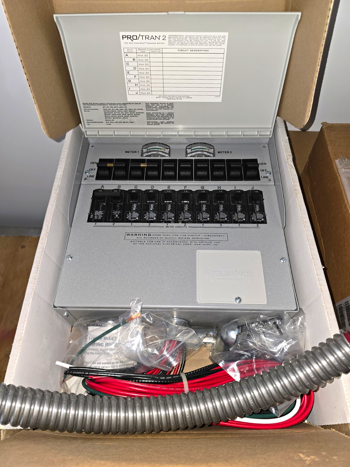 NEW Reliance Controls Pro/Tran 2 Manual Transfer Switch 30 Amp 10-Circuit | Mode