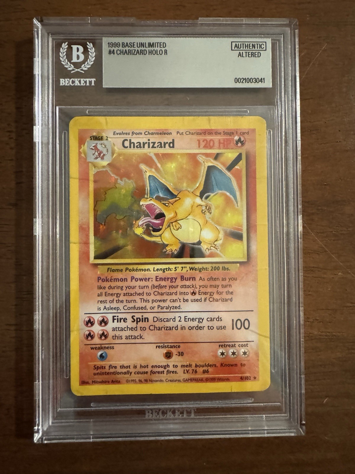 Charizard 4/102 Base Set Holo - Authentic Altered Charizard 4/102 Base Set Holo - Authentic Altered