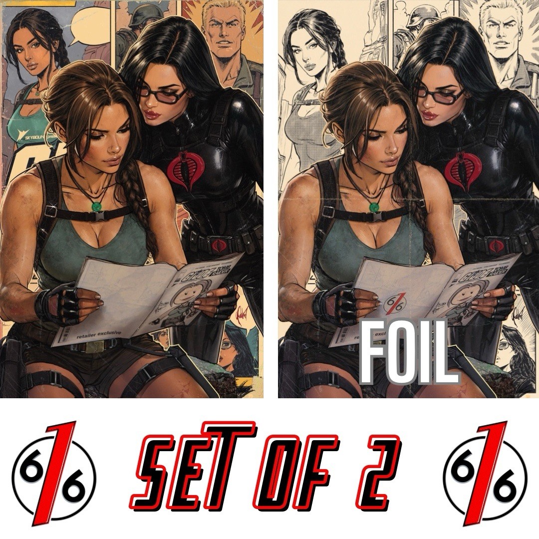 🔥 GI JOE TOMB RAIDER #2 CEDRIC POULAT 616 Virgin & FOIL Variant Set LTD 750 🔥 GI JOE TOMB RAIDER #2 CEDRIC POULAT 616 Virgin & FOIL Variant Set LTD 750