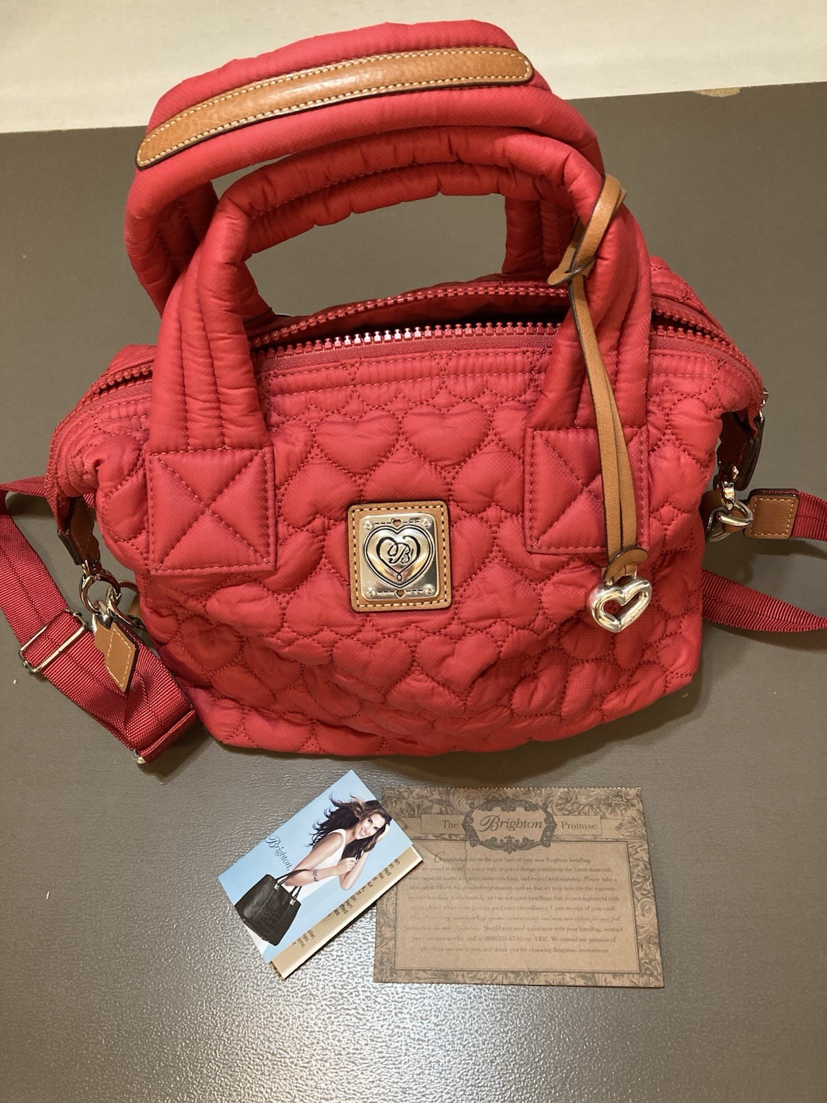 BRIGHTON NWT Kayden Colorblock Poppy Red Heart Quilted Crossbody Bag Satchel BRIGHTON NWT Kayden Colorblock Poppy Red Heart Quilted Crossbody Bag Satchel