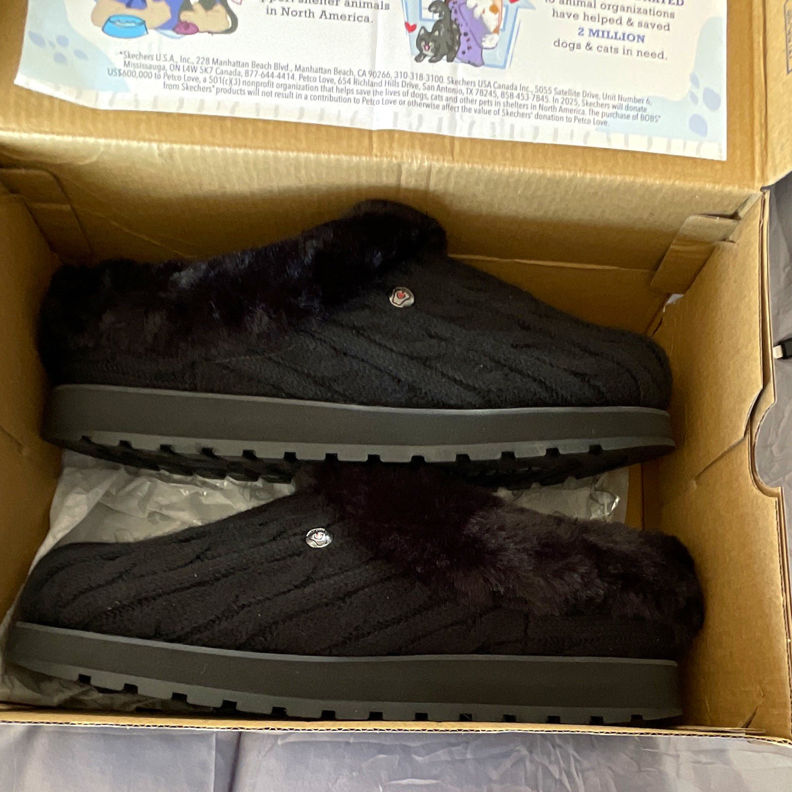 BOBS from Skechers Keepsakes Ice Angel Memory Foam Faux Fur Slipper Black 9M