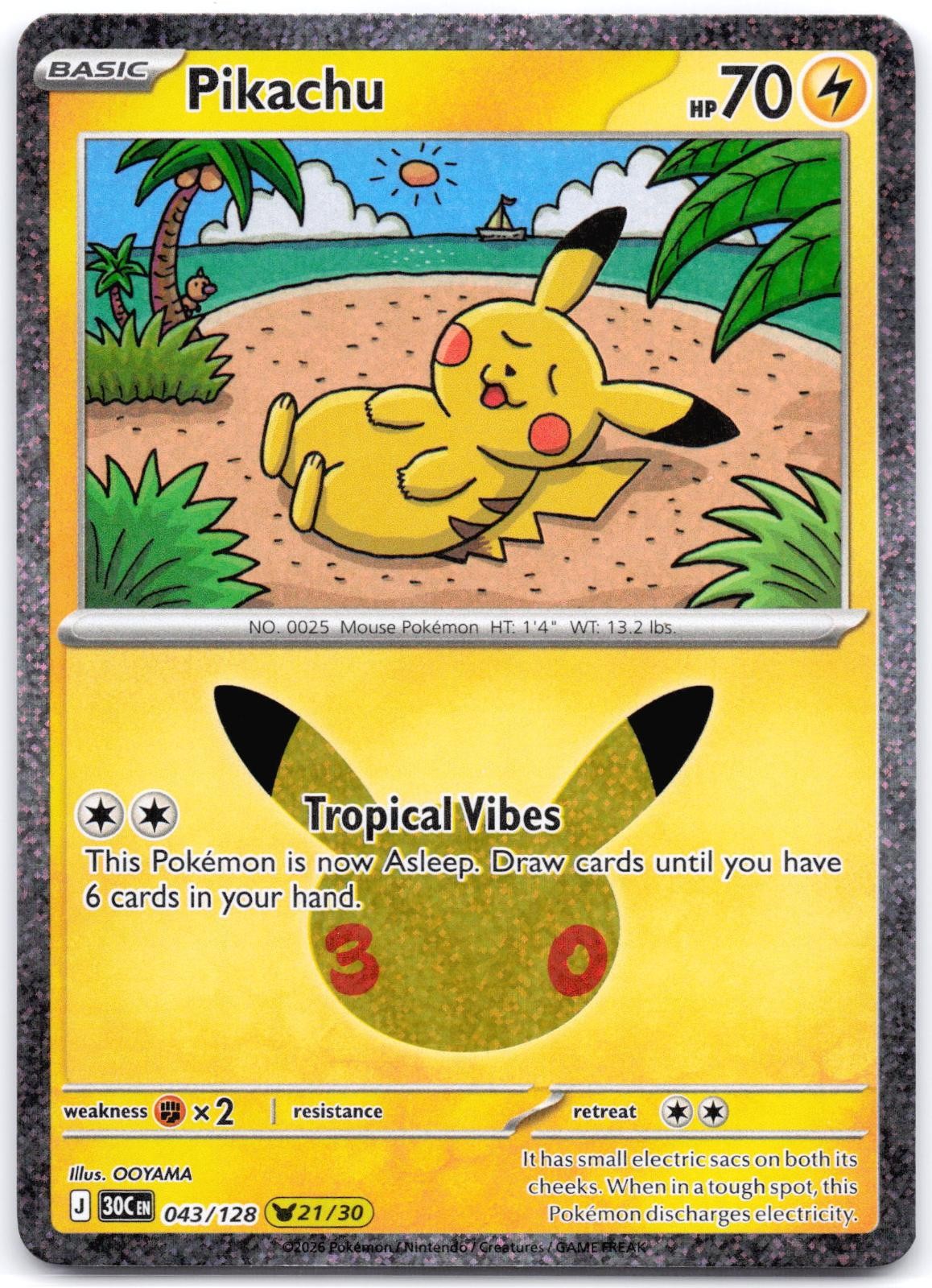 Pikachu 043/128 Holo ME: 30th Celebration