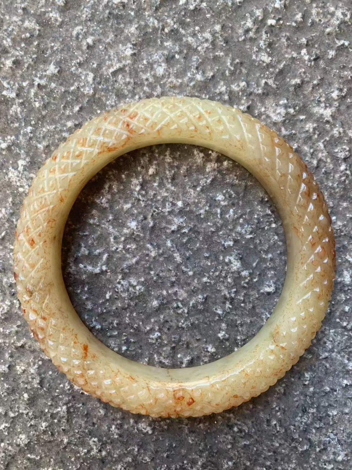 Wonderful Rare Chinese HeTian Old Jade Hand Carved Bangle Bracelet 