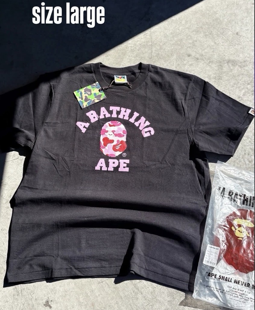 A Bathing Ape BAPE College Tee Ape Head Logo Graphic T-Shirt Black Men L A Bathing Ape BAPE College Tee Ape Head Logo Graphic T-Shirt Black Men L
