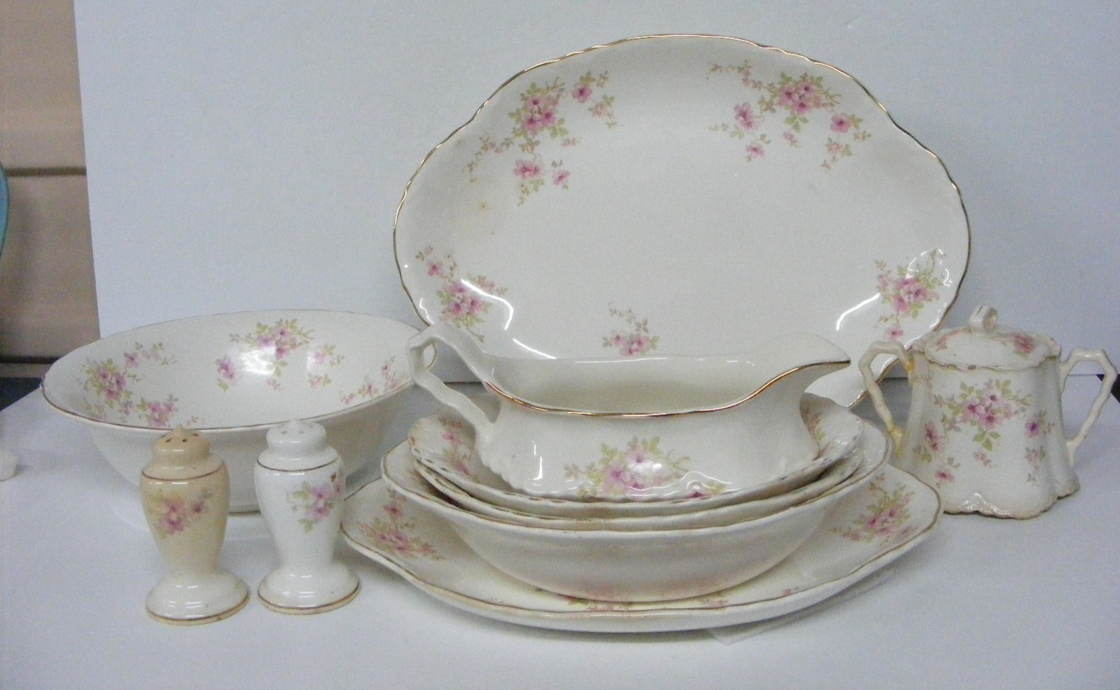 Radisson W S George Pottery Dishes Set of 10 Specialty Pieces Pink Floral