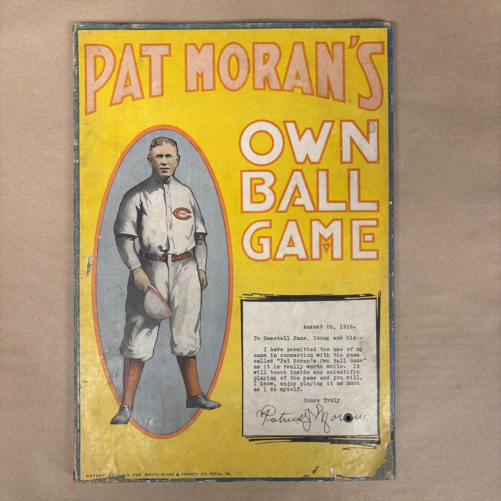 Rare 1919 Pat Moran Own Ball Game Board Game Baseball Cincinnati Reds Manager Rare 1919 Pat Moran Own Ball Game Board Game Baseball Cincinnati Reds Manager