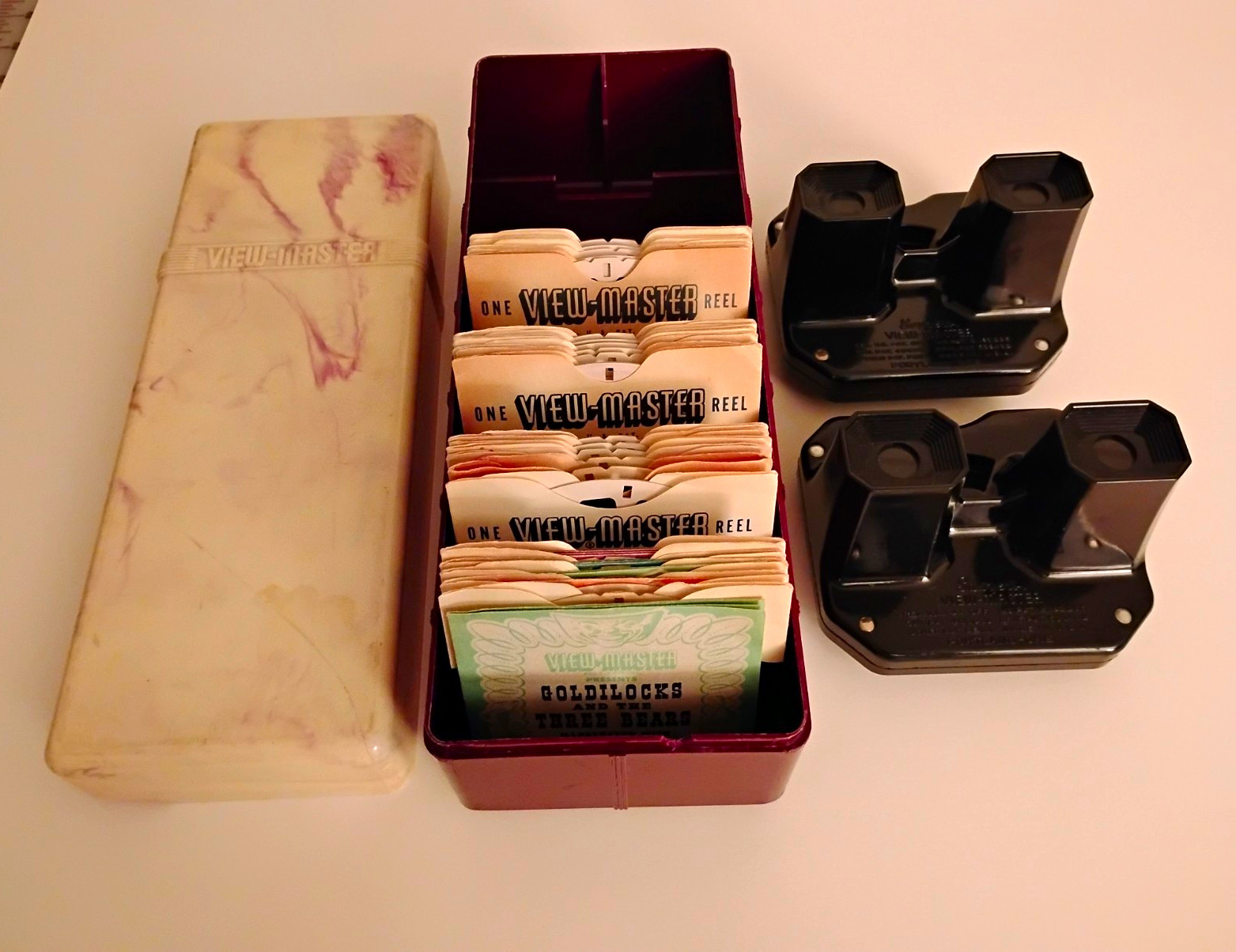 Vintage 1950s Sawyer\'s View-Master Box Set 2 Bakelite Viewers 22 Reels Booklets
