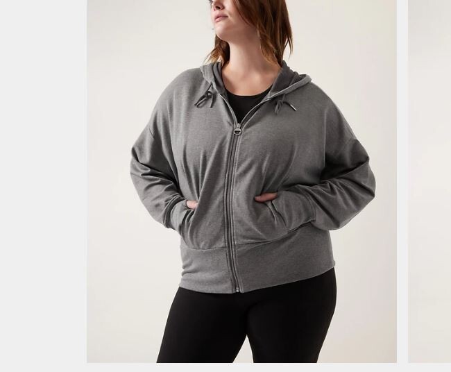 ATHLETA Balance Medium Grey Heather Zipped Jacket Hoodie Sweatshirt XL