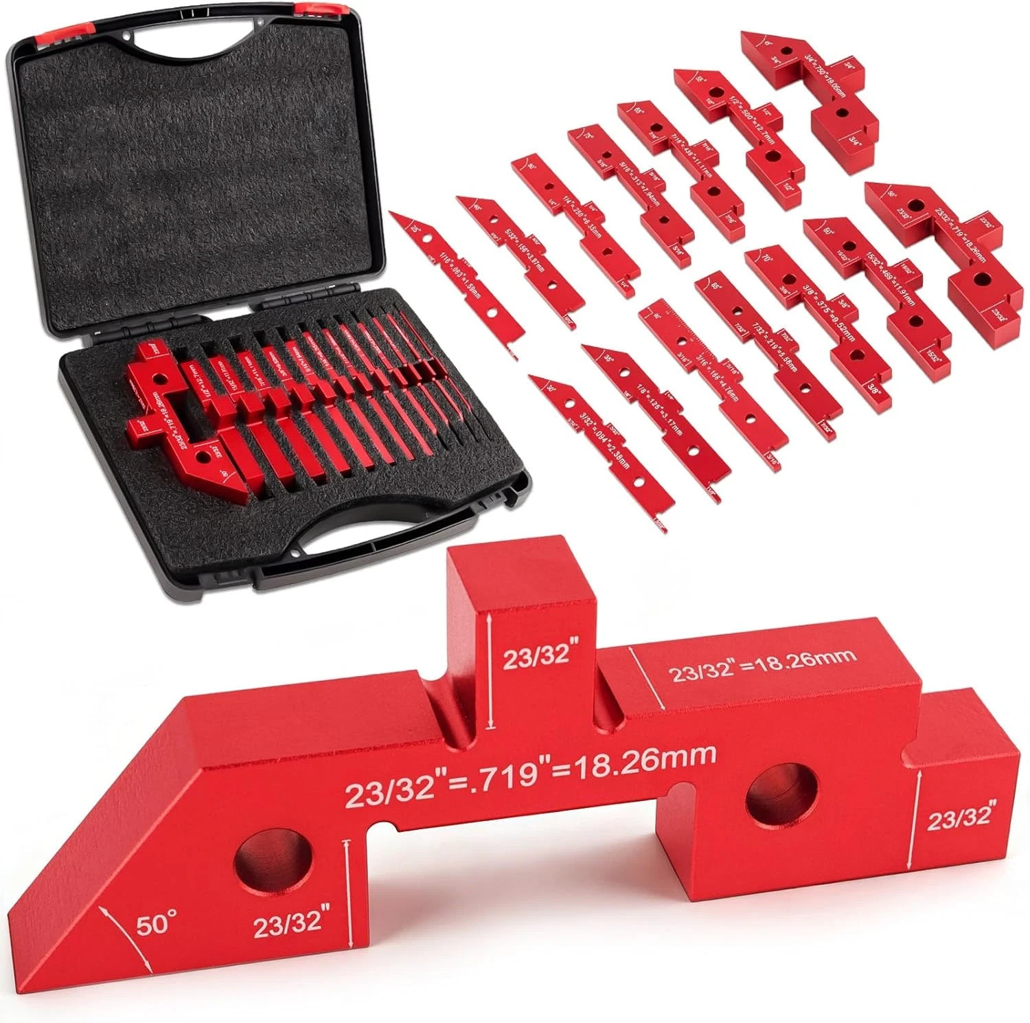 14 Pcs Aluminum Alloy Setup Blocks For Woodworking Precision Router & Table Saw