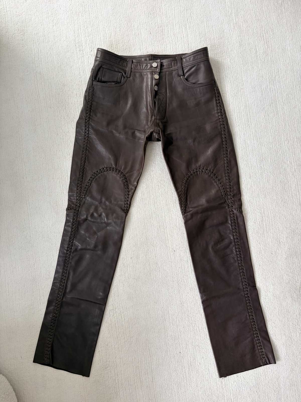 Custom Marc Bellan Paris Brown Vintage Leather Pants Men’s 32 Rock Star Biker Custom Marc Bellan Paris Brown Vintage Leather Pants Men’s 32 Rock Star Biker