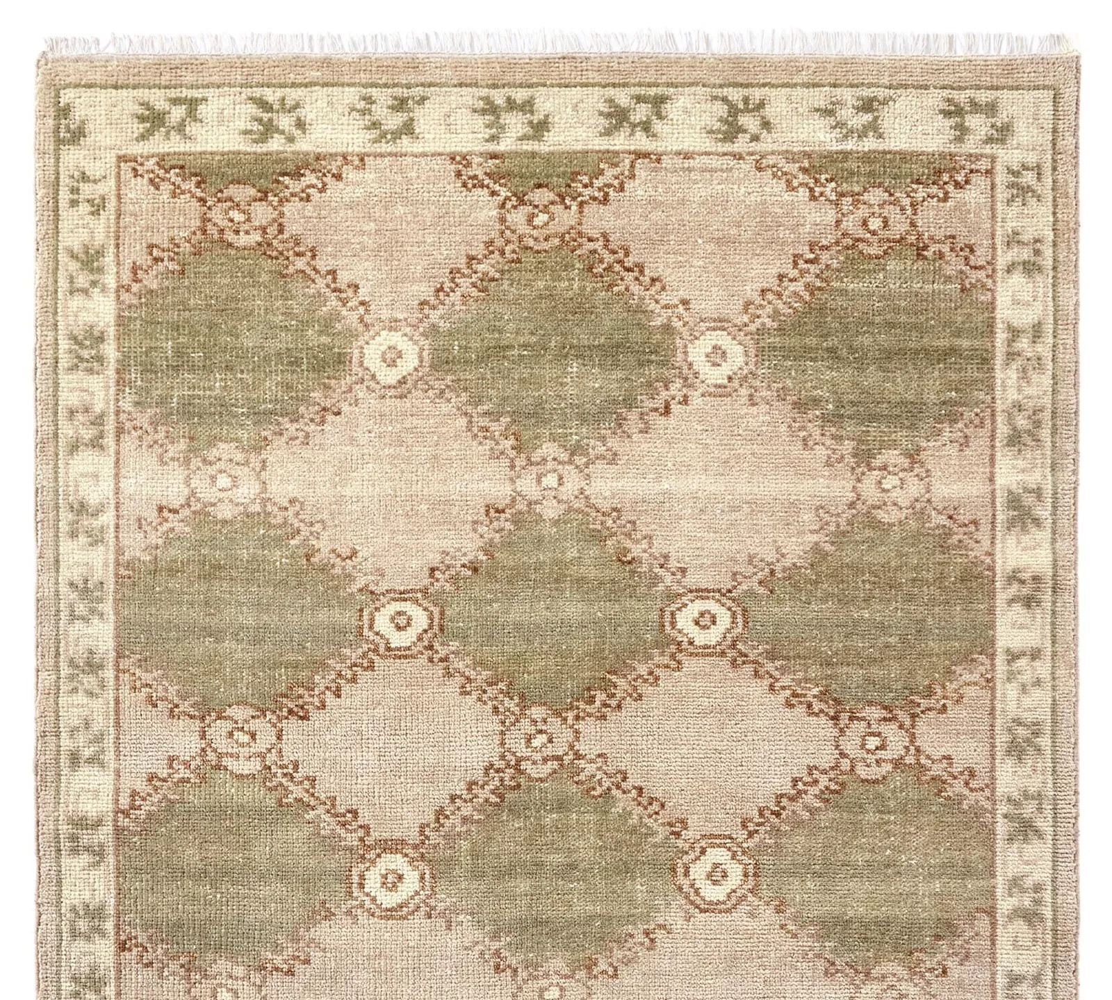 9x12 Pottery Barn Montclair Green Hand Knotted Oushak Wool Rug | Living Room Rug