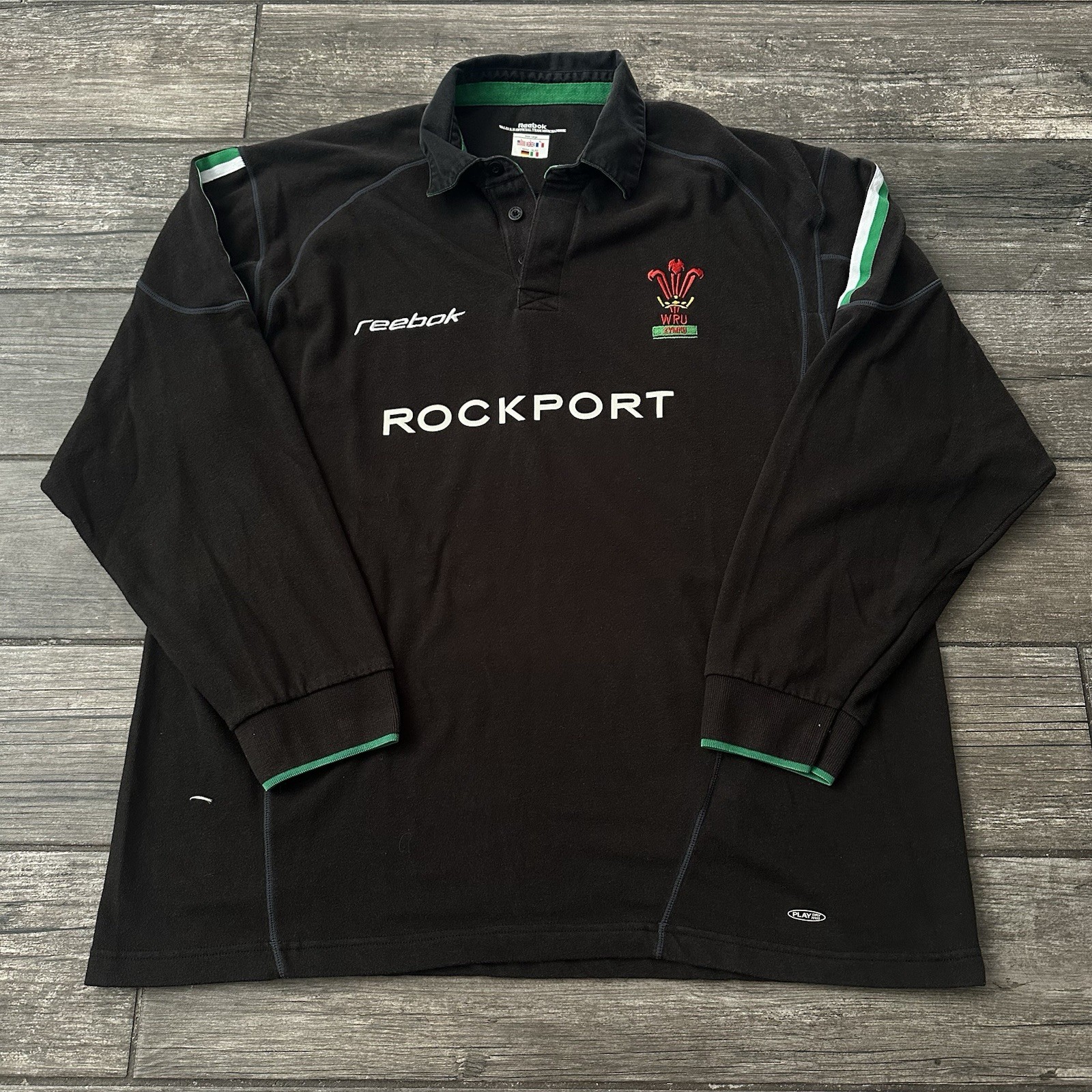 2002 REEBOK WALES RUGBY BLACK JERSEY LONG SLEEVE SHIRT SZ L WRU CYMRU 2002 REEBOK WALES RUGBY BLACK JERSEY LONG SLEEVE SHIRT SZ L WRU CYMRU
