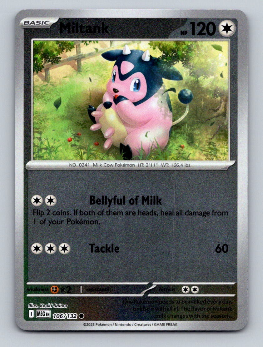 Miltank 106/132 Common Mega Evolution Pokemon Reverse Holo Near Mint