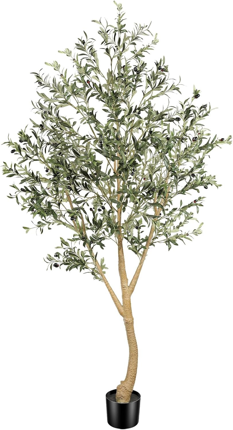 Realead 8Ft Faux Olive Tree, Large Realistic Olive Trees Artificial Indoor, Tall