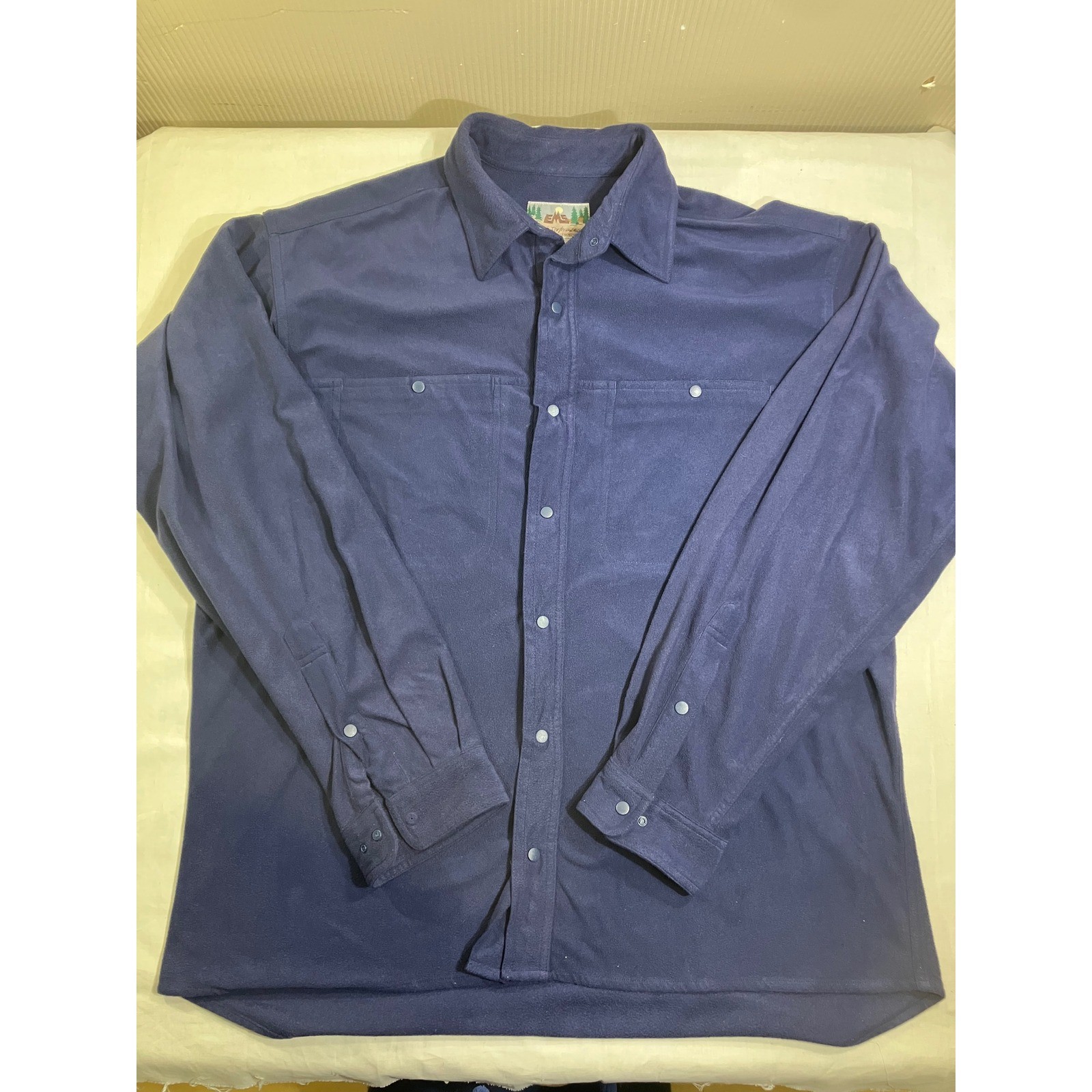 EMS Eastern Mountain Sports Mens Large Navy Blue Fleece Snap Front Shirt Jacket