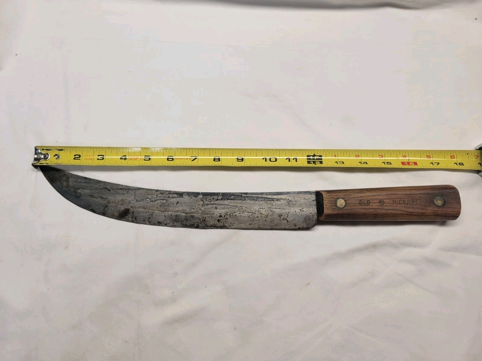 VINTAGE OLD HICKORY1843 SHAPLEIGH\'S HAMMER FORGED BUTCHER KNIFE 12\ VINTAGE OLD HICKORY1843 SHAPLEIGH\'S HAMMER FORGED BUTCHER KNIFE 12\