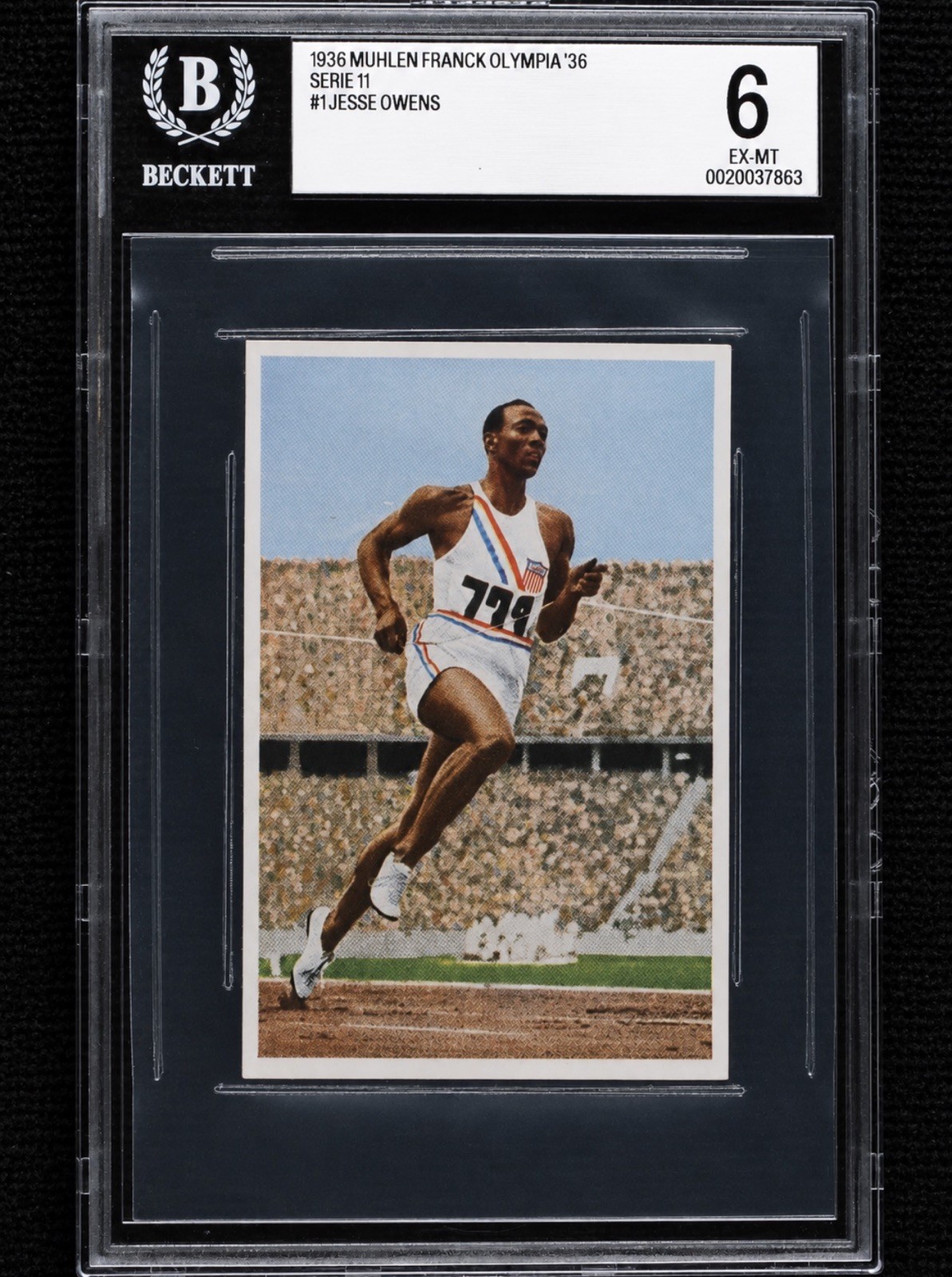 Jesse Owens 1936 MUHLEN FRANCK OLYMPIA 1936-SERIE 11 #1 BGS 6 EX-MT