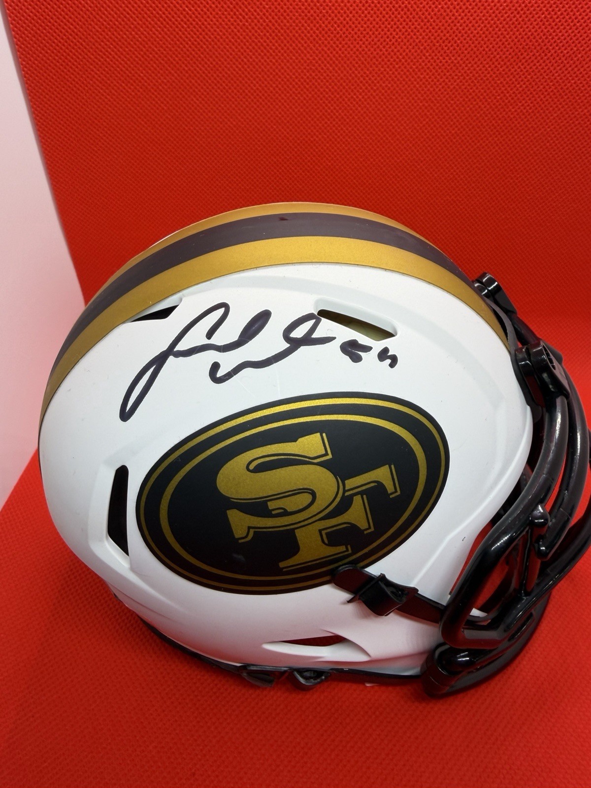 Fred Warner Signed San Francisco 49ers White Mini Helmet BAS Witnessed
