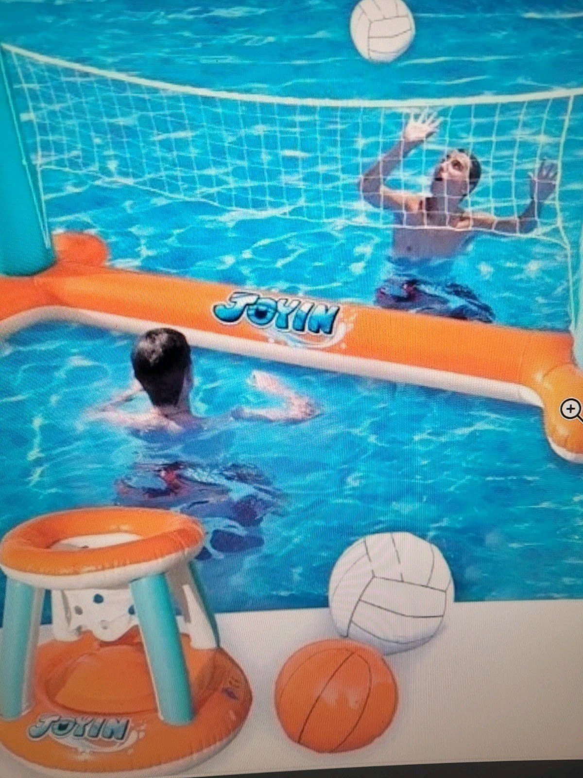 JOYIN 2 SETS INFLATABLE POOL SET VOLLEYBALL & BASKETBALL HOOP  LOWER 48