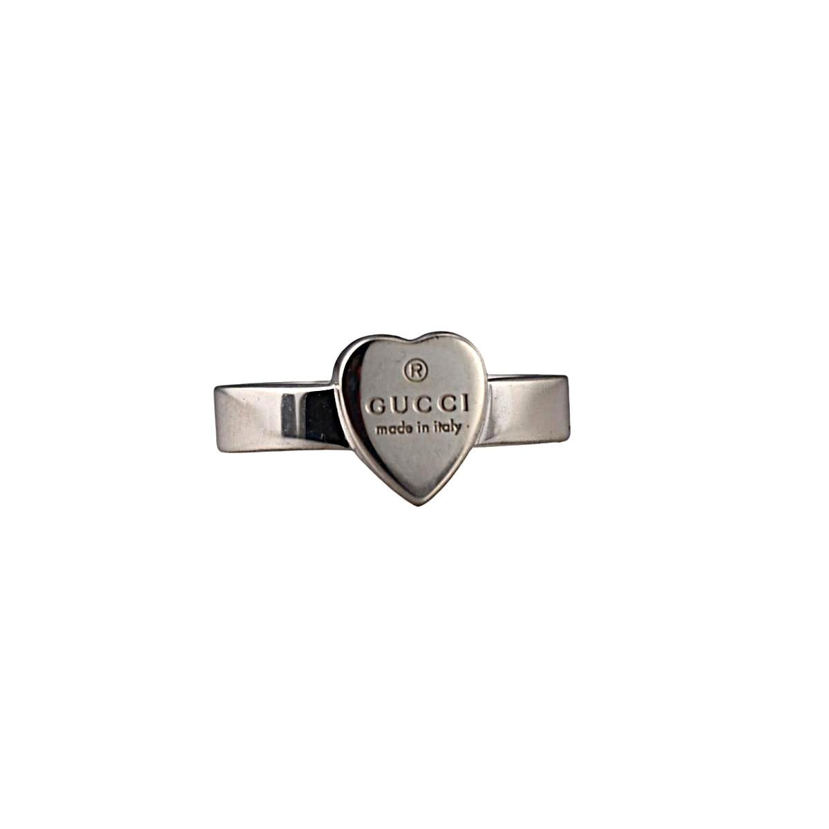 Gucci Trademark Sterling Silver Heart Ring