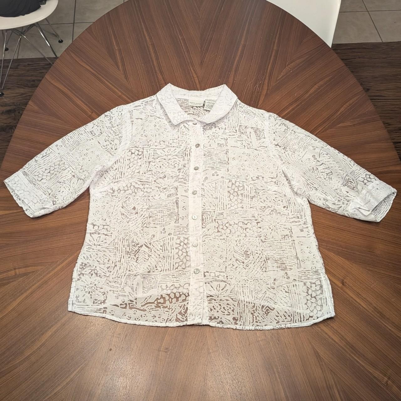White Stag Blouse Womens White Excellent Lace Abstract Line Drawing 16W W5525171