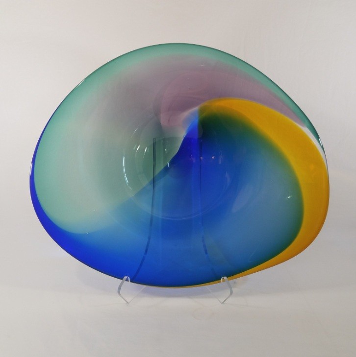 Engebretson Art Glass Console Bowl Sculpture 22.5\