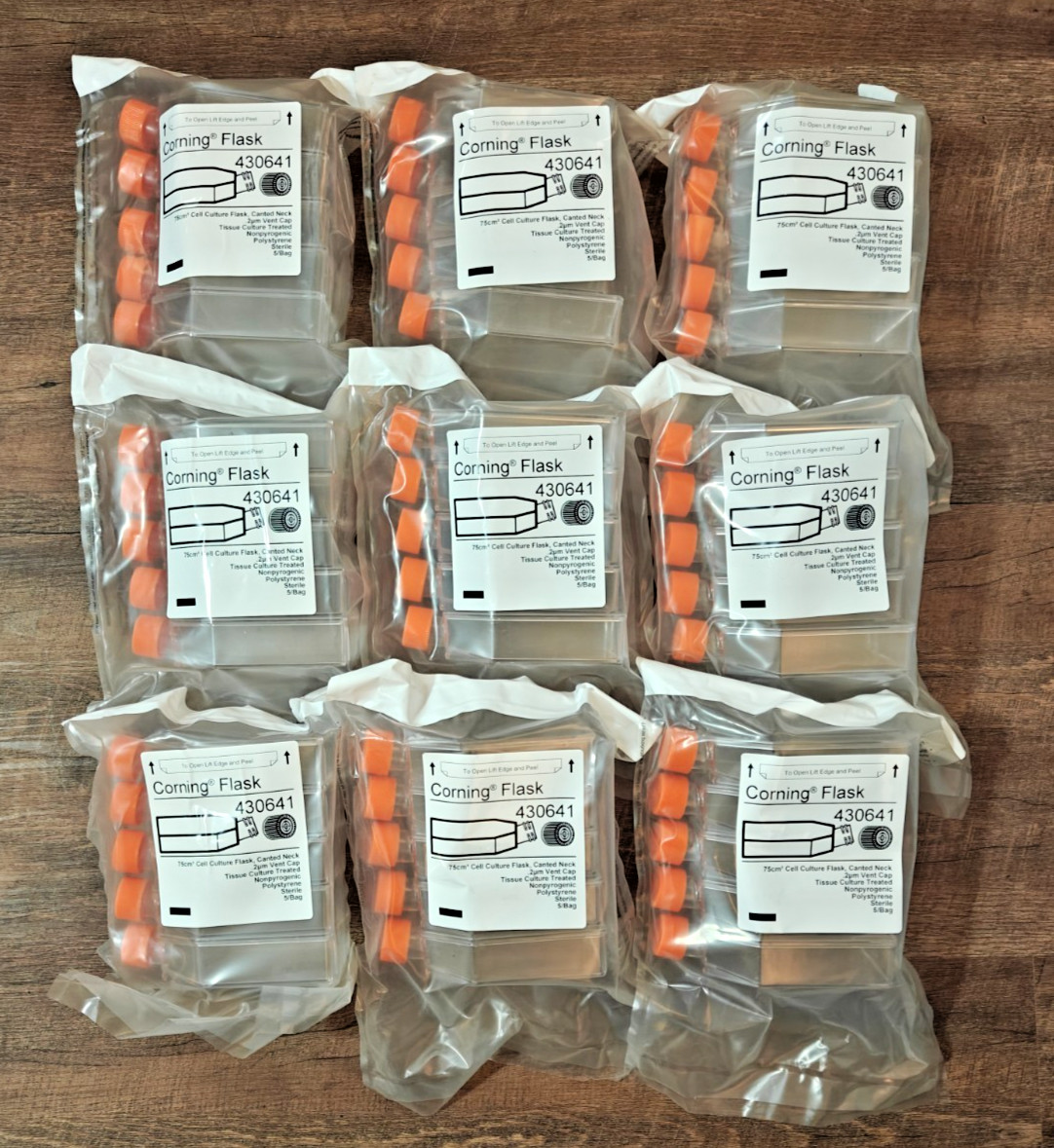 Corning 430641 Cell Culture Flasks 75cm² Vented Cap Sterile (9x5 Packs) 🔥🔥