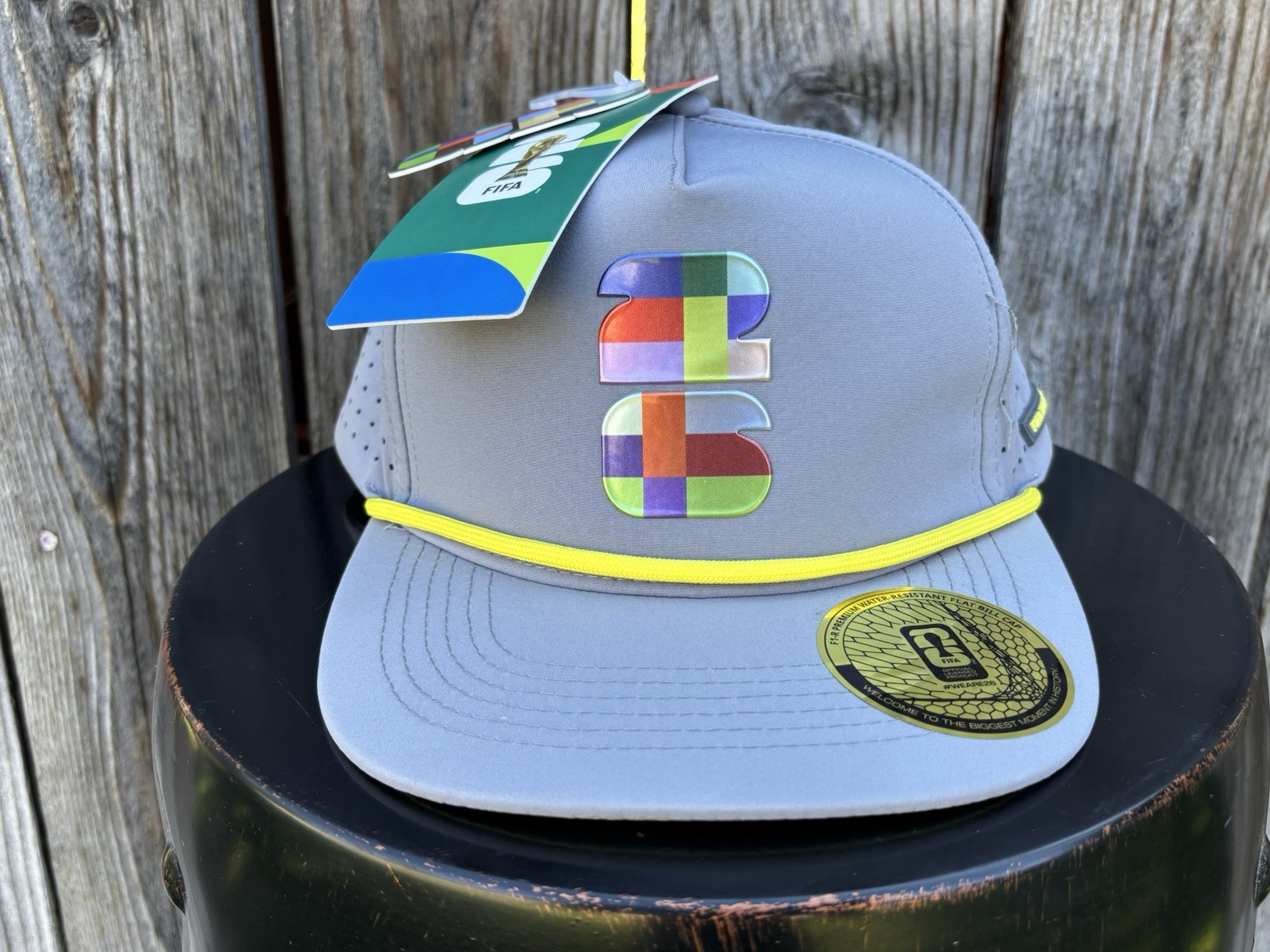 NWT Official FIFA World Cup 2026 Snapback Rope Gray Performance Cap Hat NWT Official FIFA World Cup 2026 Snapback Rope Gray Performance Cap Hat