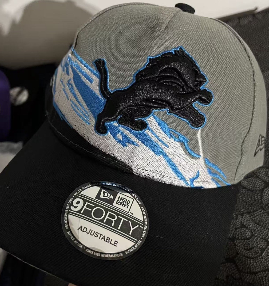 Detroit Lions New Era 9FIFTY NFL Snapback Hat Gray Black Embroidered Cap Detroit Lions New Era 9FIFTY NFL Snapback Hat Gray Black Embroidered Cap