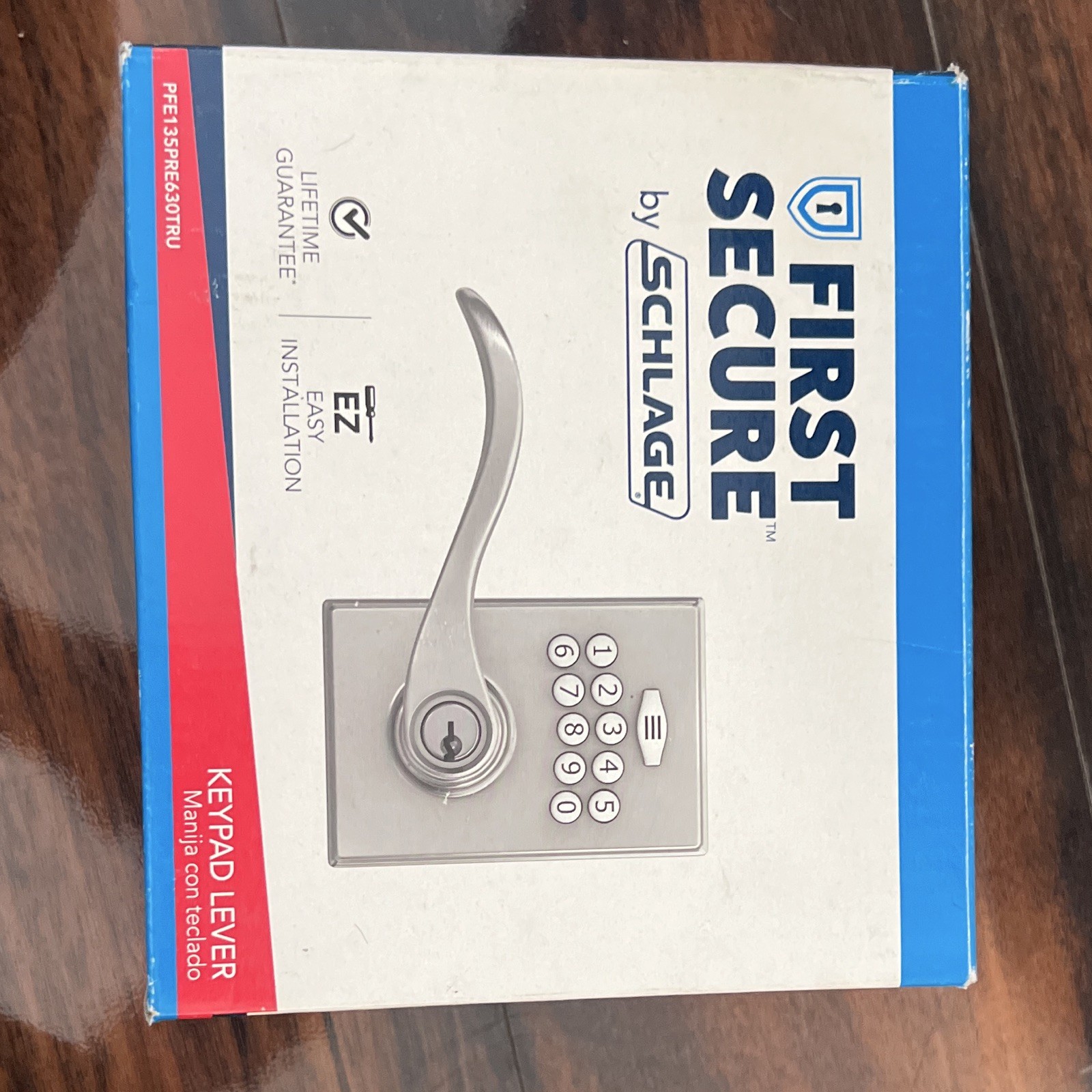 First Secure by Schlage Keypad Lever Backlit Satin Silver PFE135PRE430TRU First Secure by Schlage Keypad Lever Backlit Satin Silver PFE135PRE430TRU