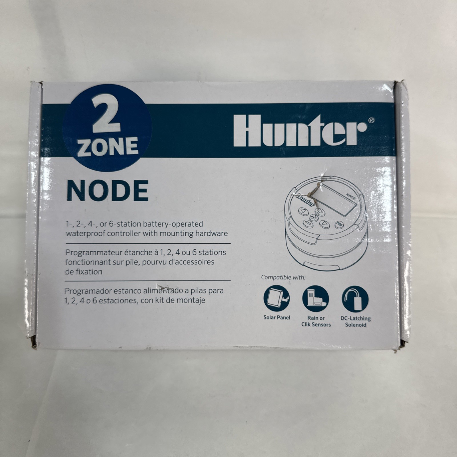 Hunter NODE-200 9V Battery Operated Controller Timer 2 Station Two Zone New Hunter NODE-200 9V Battery Operated Controller Timer 2 Station Two Zone New