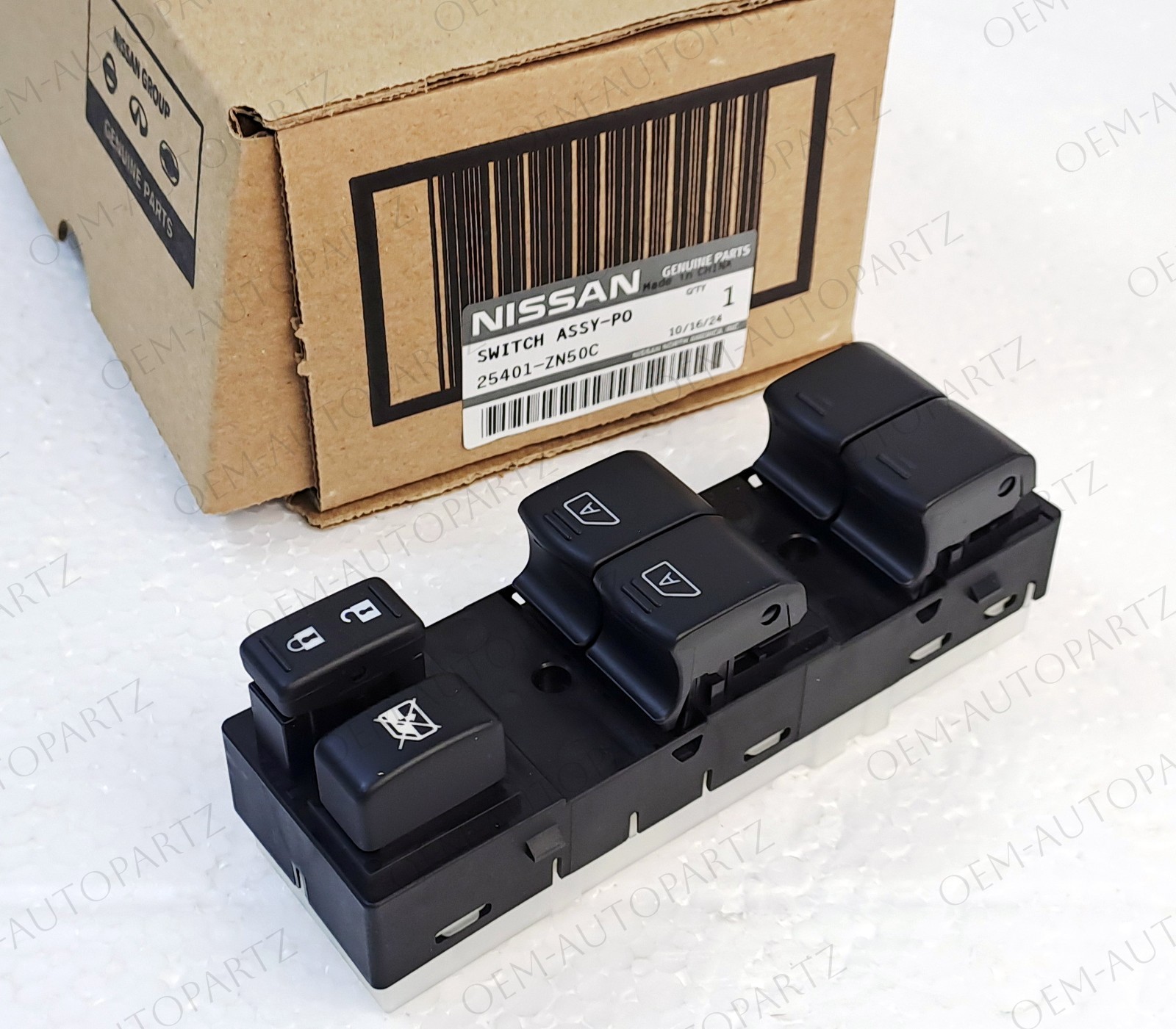 25401-ZN50C NISSAN GENUINE 25401ZN50C SWITCH ASSY-POWER WINDOW MAIN CONTROL OEM