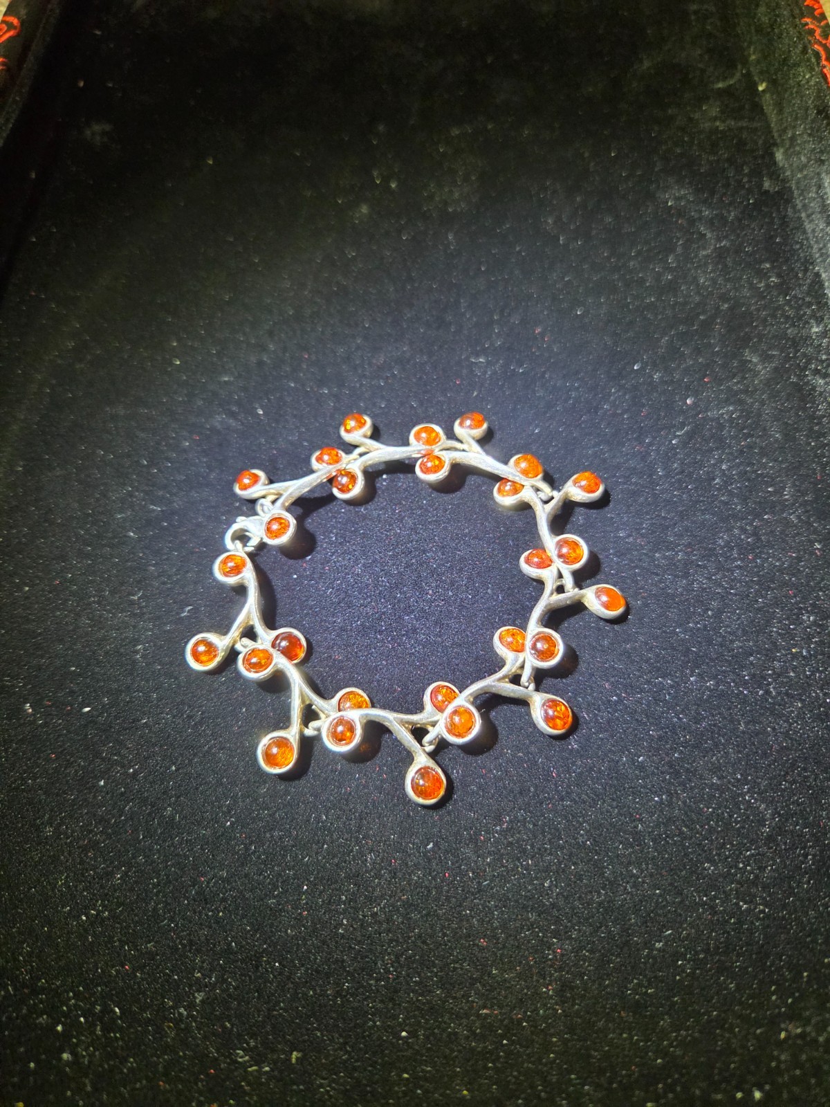 Vintage 925 Sterling Silver Natural Baltic Amber Branch Bracelet 7.25\ Vintage 925 Sterling Silver Natural Baltic Amber Branch Bracelet 7.25\