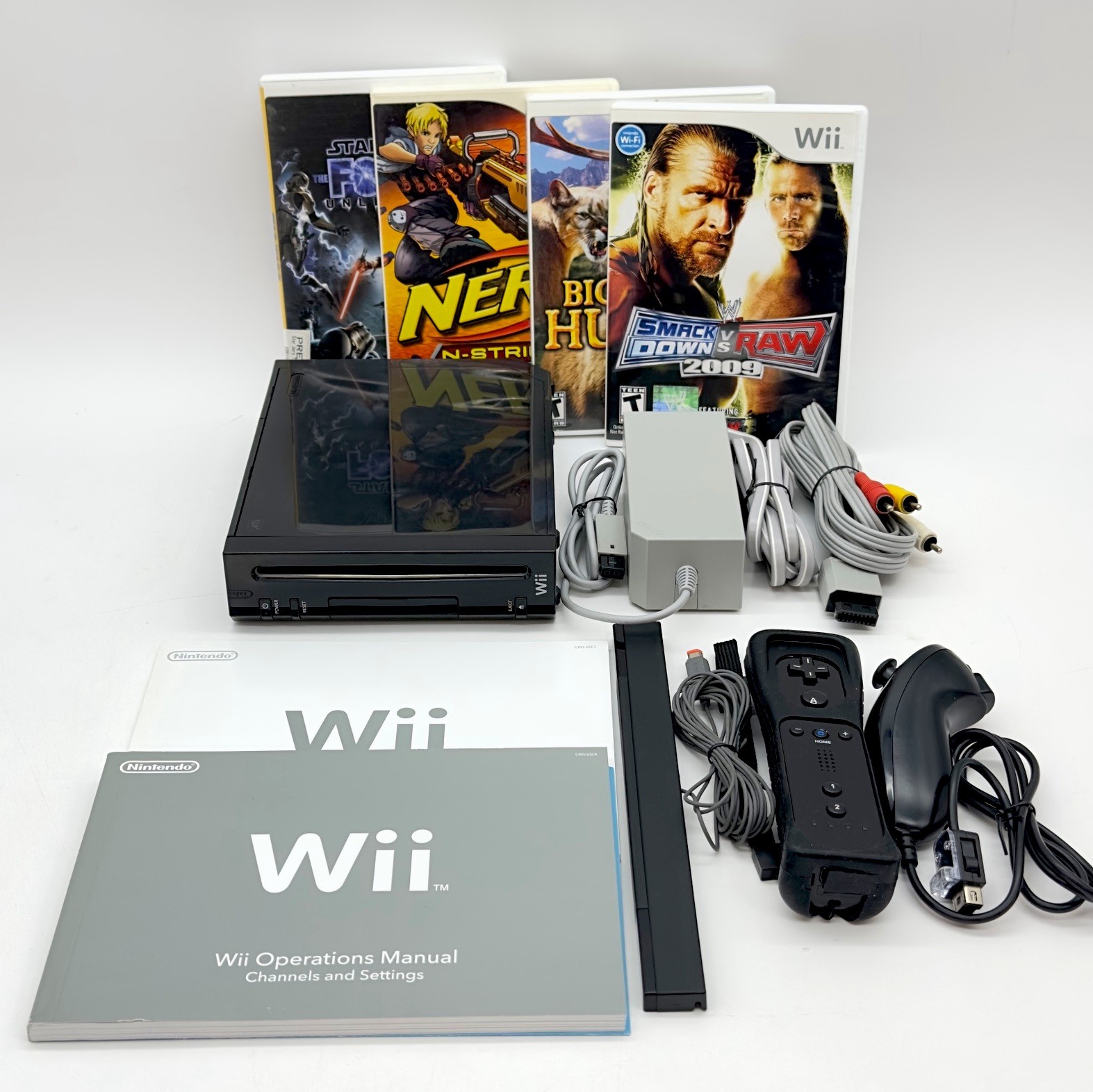 Nintendo Wii RVL-001 Black Console Bundle TESTED GameCube Comp Controller Games
