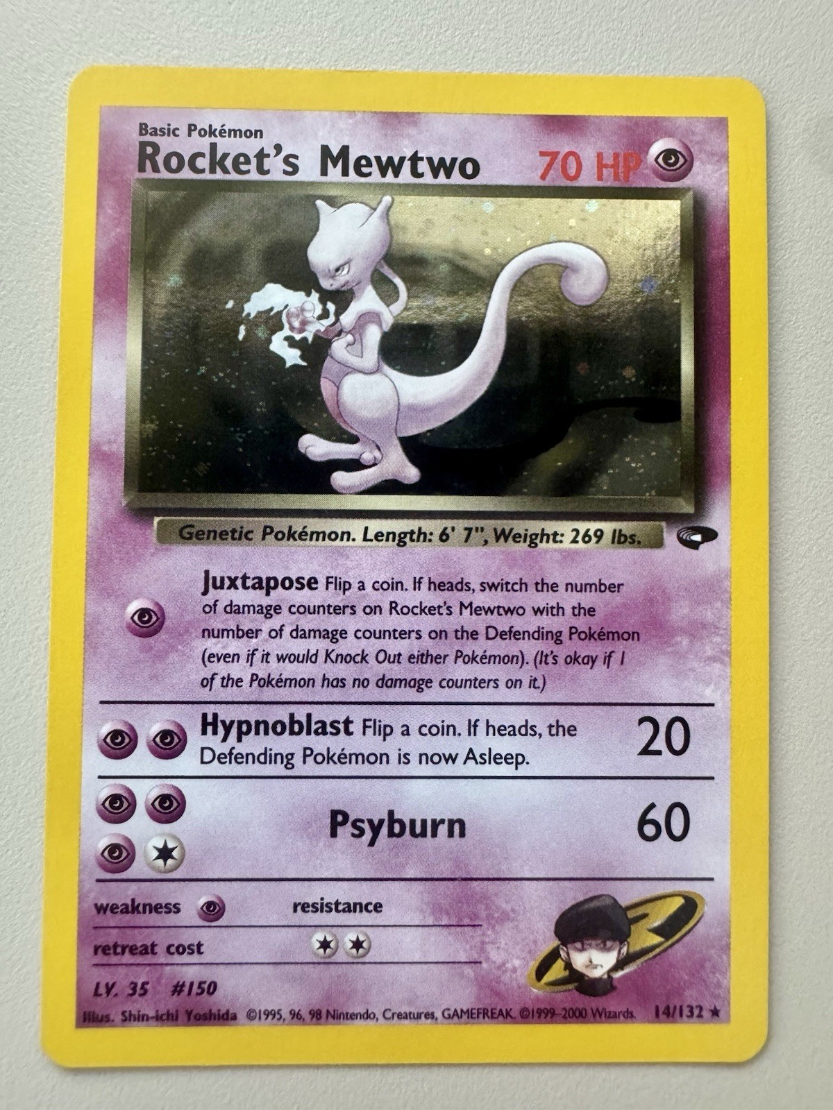 Rocket's Mewtwo 14/132 Gym Challenge Holo Clean