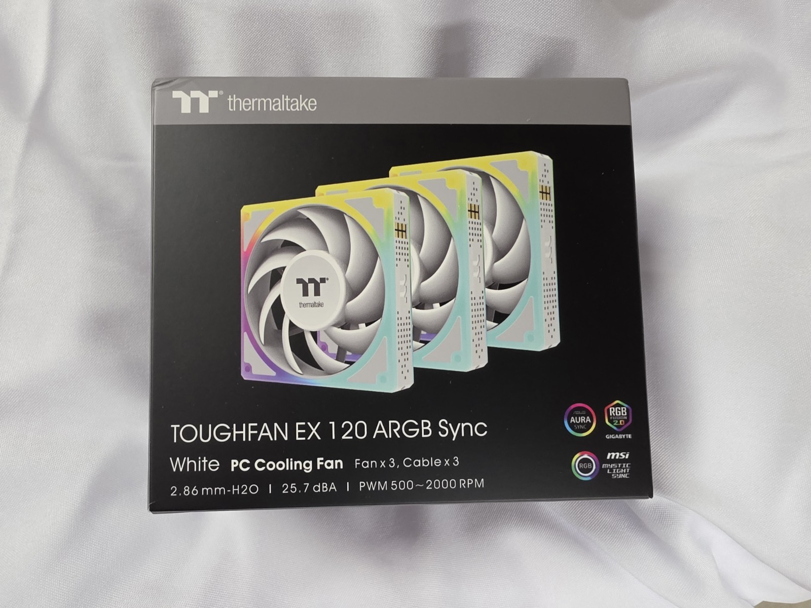 Thermaltake TOUGHFAN EX 120 ARGB Sync 120mm PWM Case Fan 3-Pack White MagForce 2