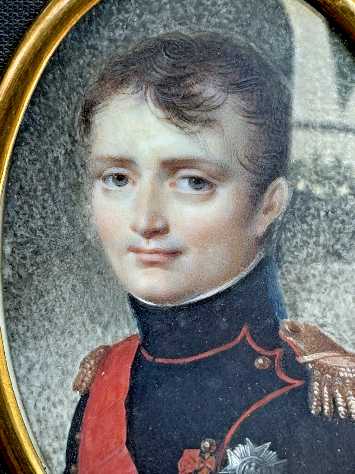 Amazing & Rare Antique French Napolean Miniature Portrait Painting Signed Isabay