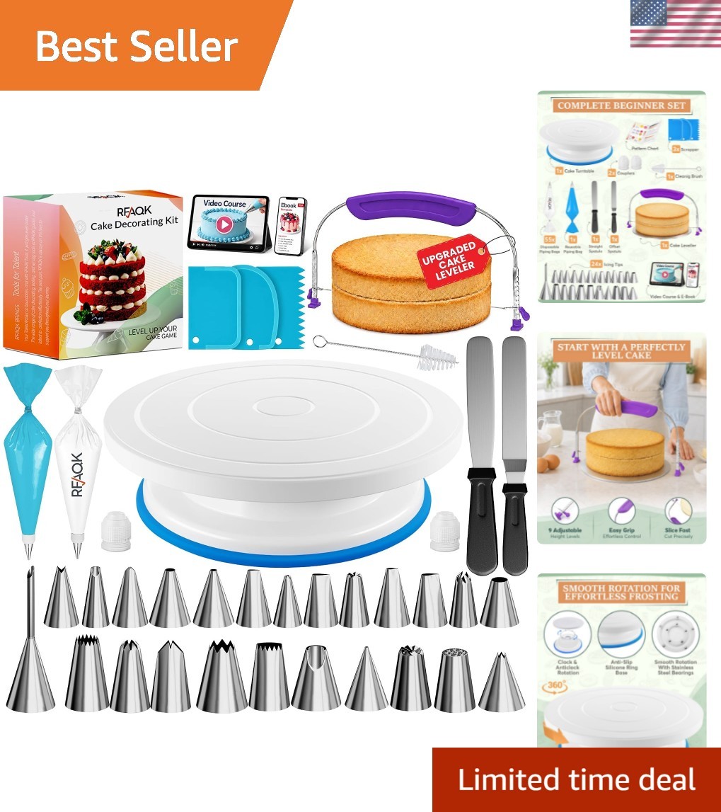 90PCs Cake Decorating Kit for Beginners, Baking Supplies Includes Cake Turnta... 90PCs Cake Decorating Kit for Beginners, Baking Supplies Includes Cake Turnta...