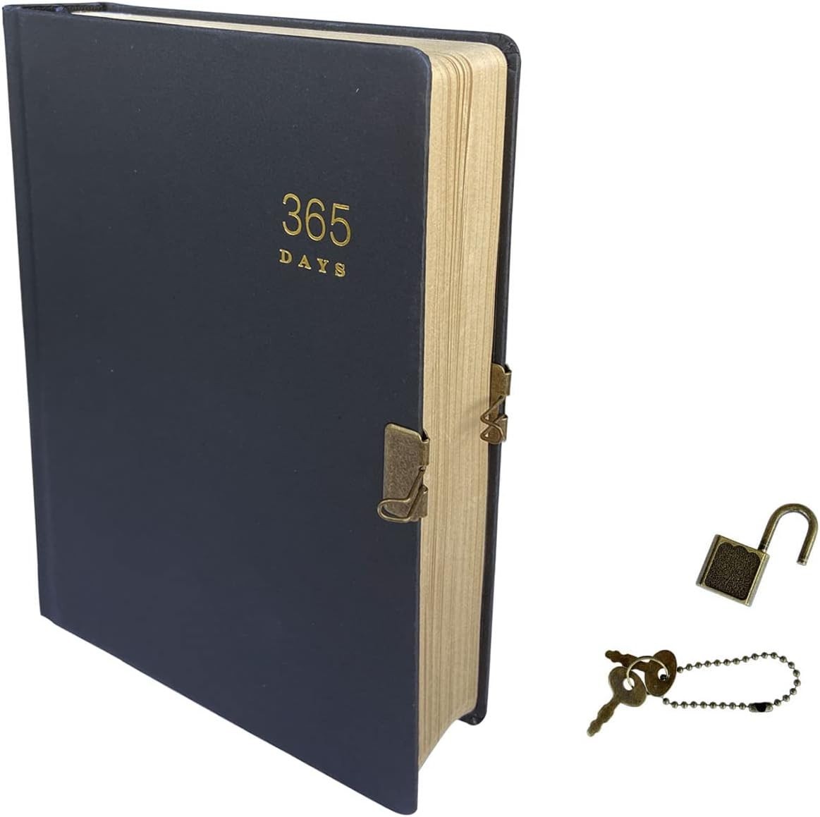 XIAMUY Vintage 365 Journal With Lock And Key, A5 Blank Page Diary For Women Men,
