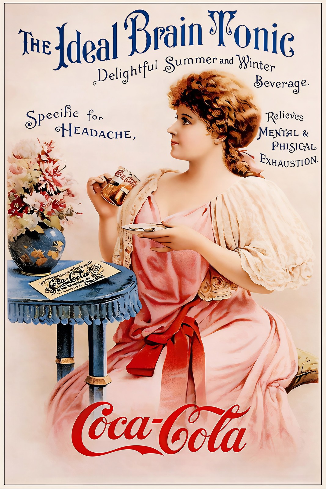 Vintage Coca-Cola Poster 1890s - Ideal Brain Tonic, 12x18” 🍾 Rare Reprint Vintage Coca-Cola Poster 1890s - Ideal Brain Tonic, 12x18” 🍾 Rare Reprint