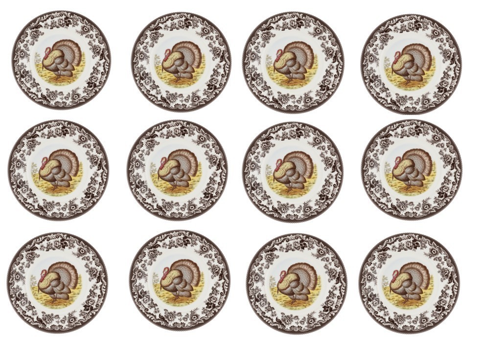 Spode woodland set of 12 X dinner plates- 12  x All  Turkey -----3608-----