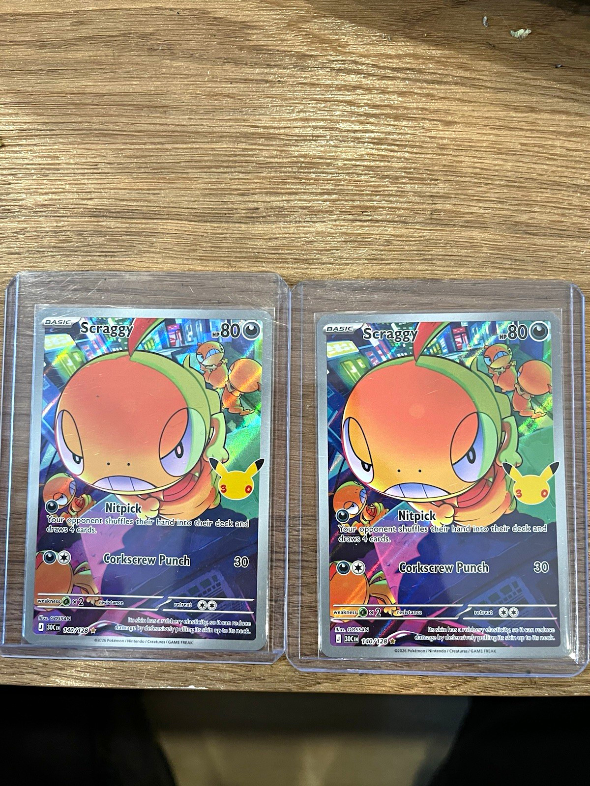 Pokemon TCG 30th Anniversary Scraggy SIR 140/128 Full Art 2x (English)