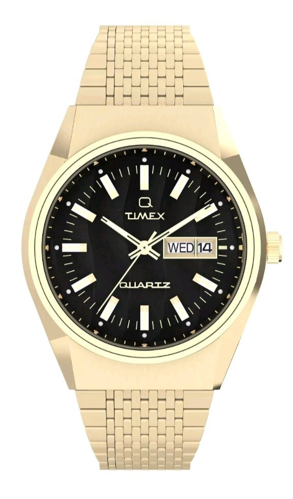 Timex Q Falcon Eye 38mm Black Dial Gold Tone TW2W62500 Mens Watch