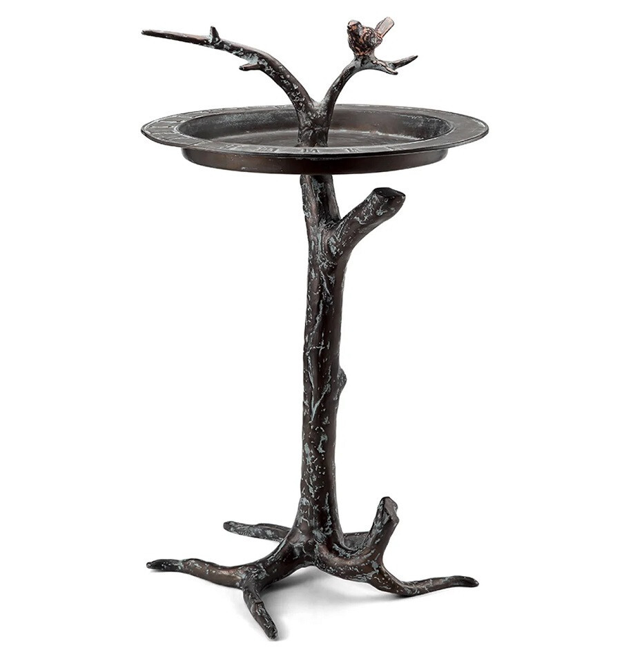 Bird On Branch Birdbath Sundial Sculpture Garden Bird Bath Feeder SPI Home 41026