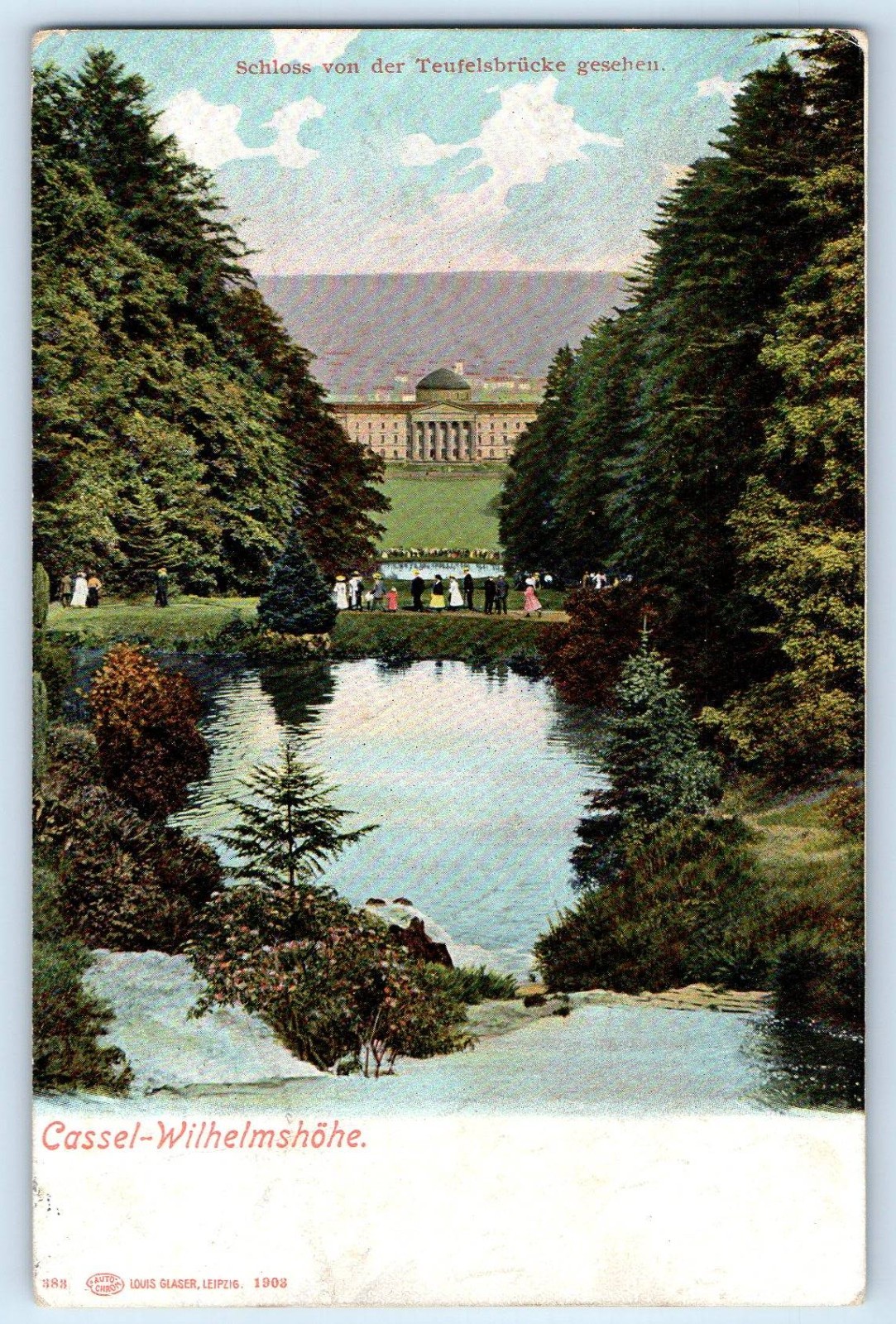 Hesse Germany Postcard Wilhelmshöhe Garden Pond Kassel 1907 Posted Antique Hesse Germany Postcard Wilhelmshöhe Garden Pond Kassel 1907 Posted Antique