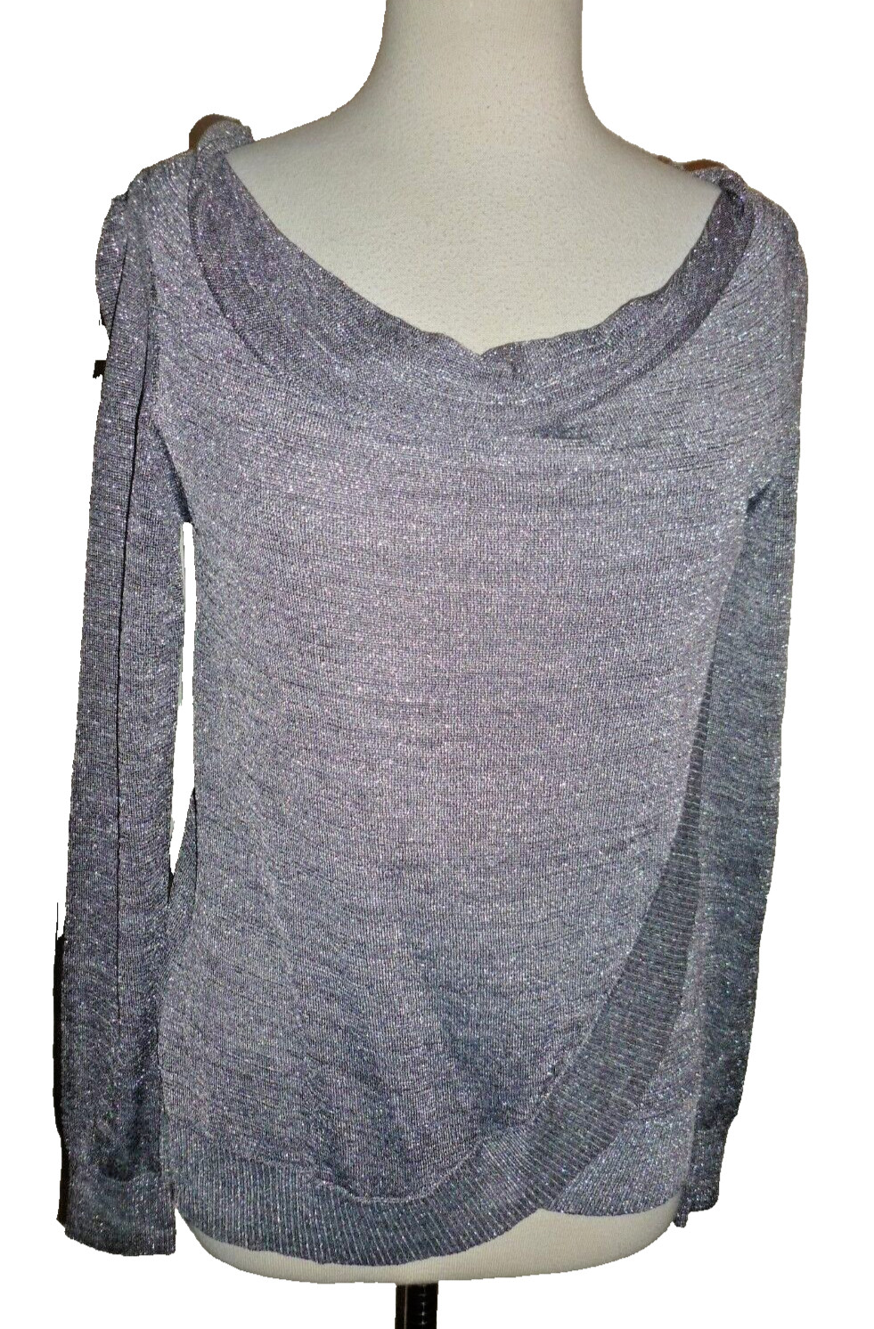 NWT INC International Concepts Pullover Shimmer Metallic  Sweater $69 Boatneck S