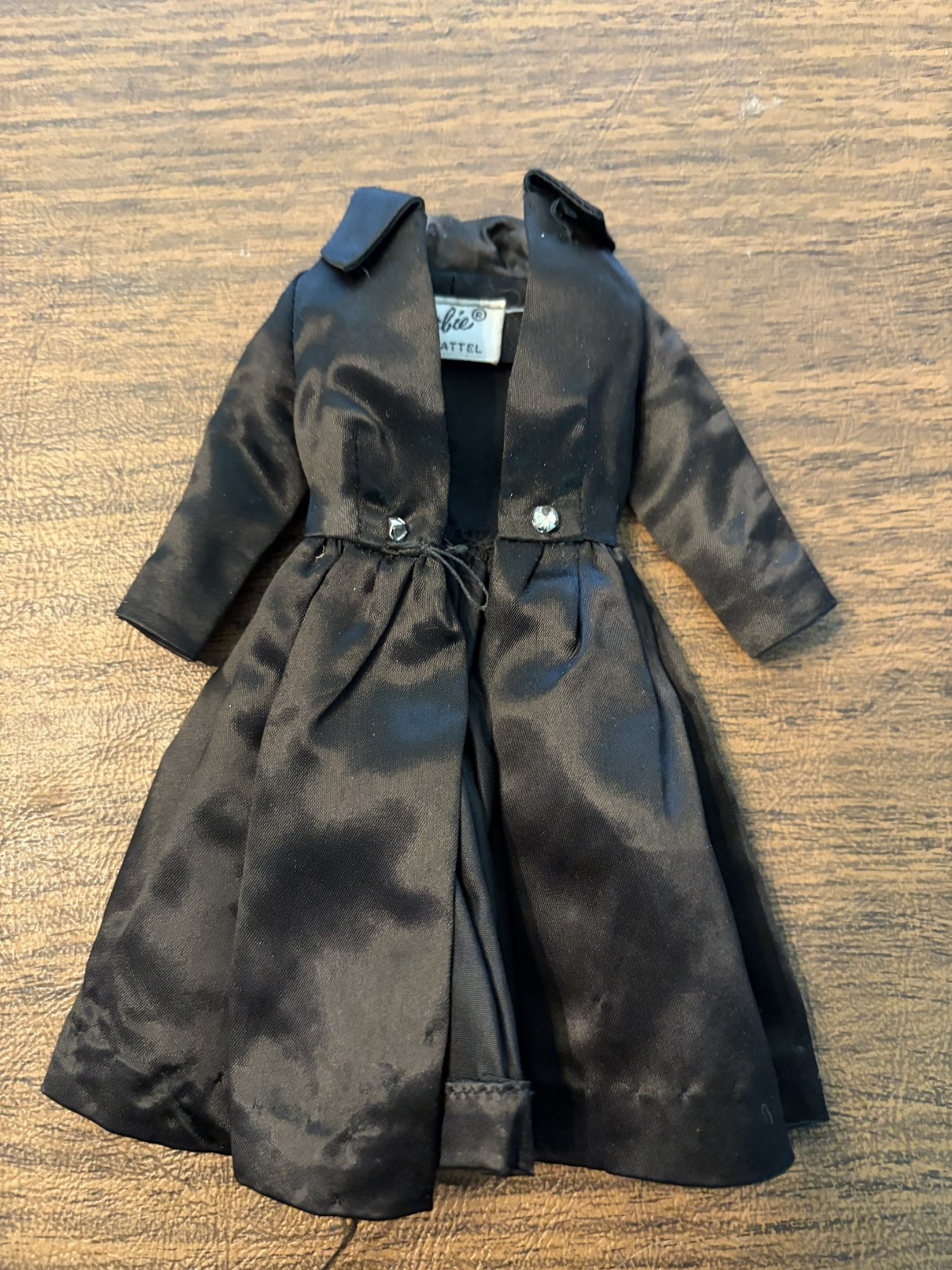 Vintage Barbie 1963 Fashion Pak Black Satin Coat Jacket 💕