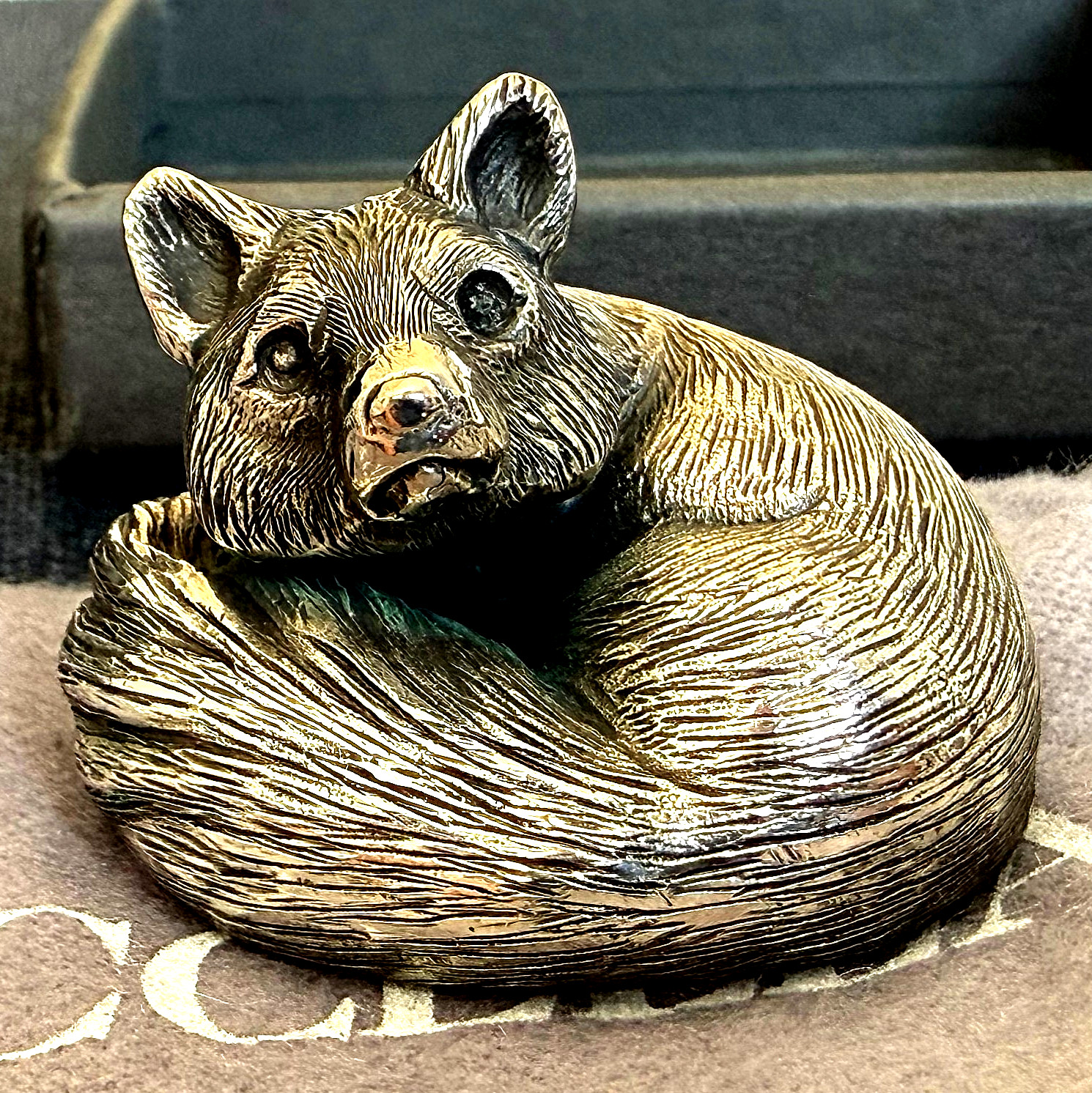 Fantastic Buccellati  Sterling Silver sculpture curled up fox great detail w/box